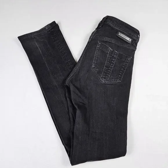 Burberry Brit Stretfield Women 27 Jean Black Denim Skinny Biker Designer Cotton - Picture 2 of 16